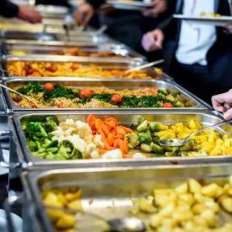 Image of a dinner buffet at a ChristLife session.